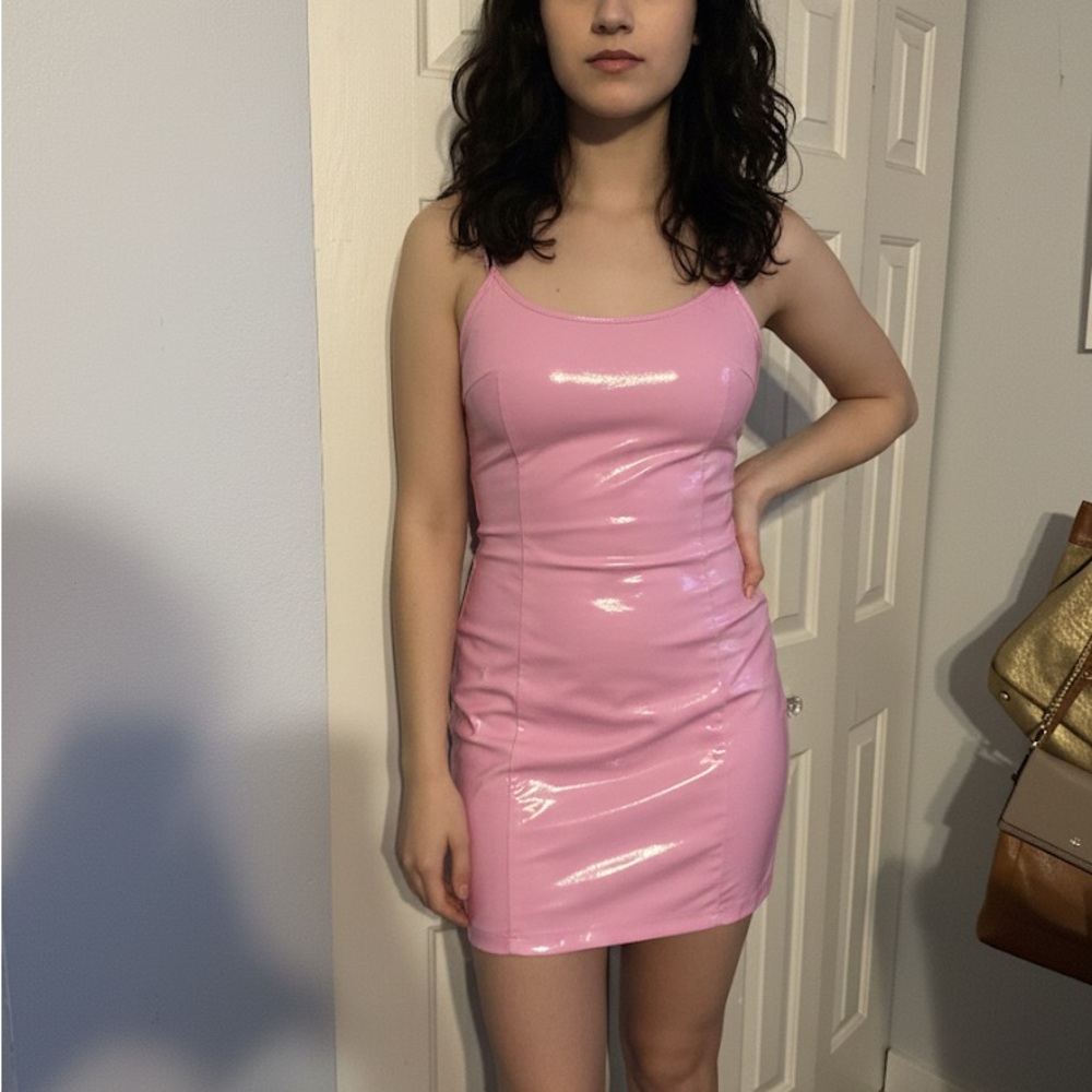 Shiny Pink Slip Dress